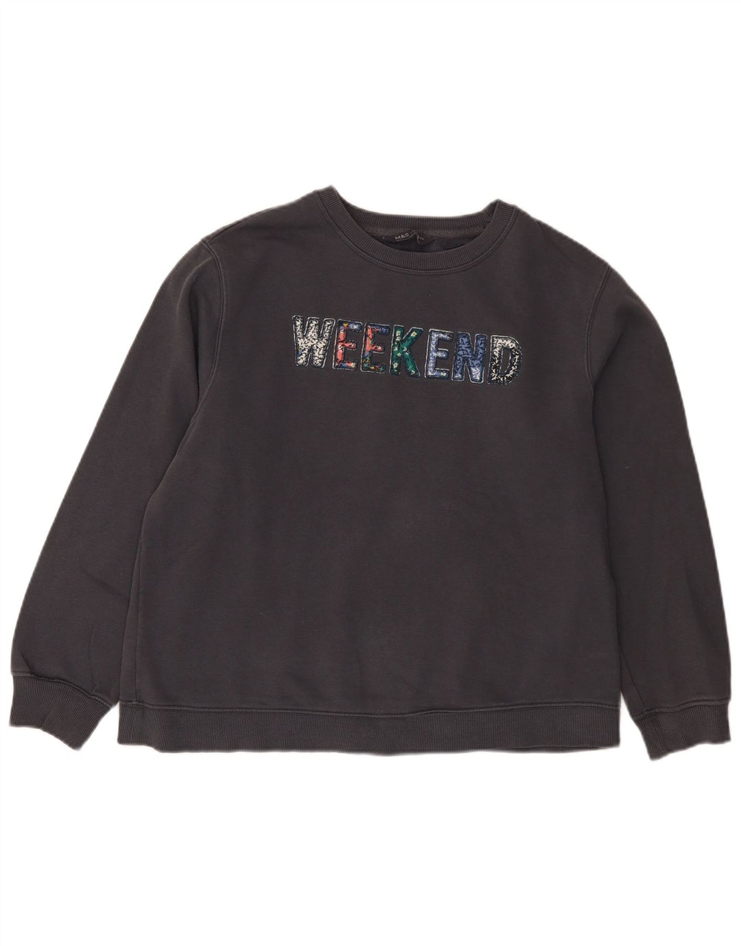 Felpa grafica da weekend da donna Marks & Spencer UK 14 grande nera