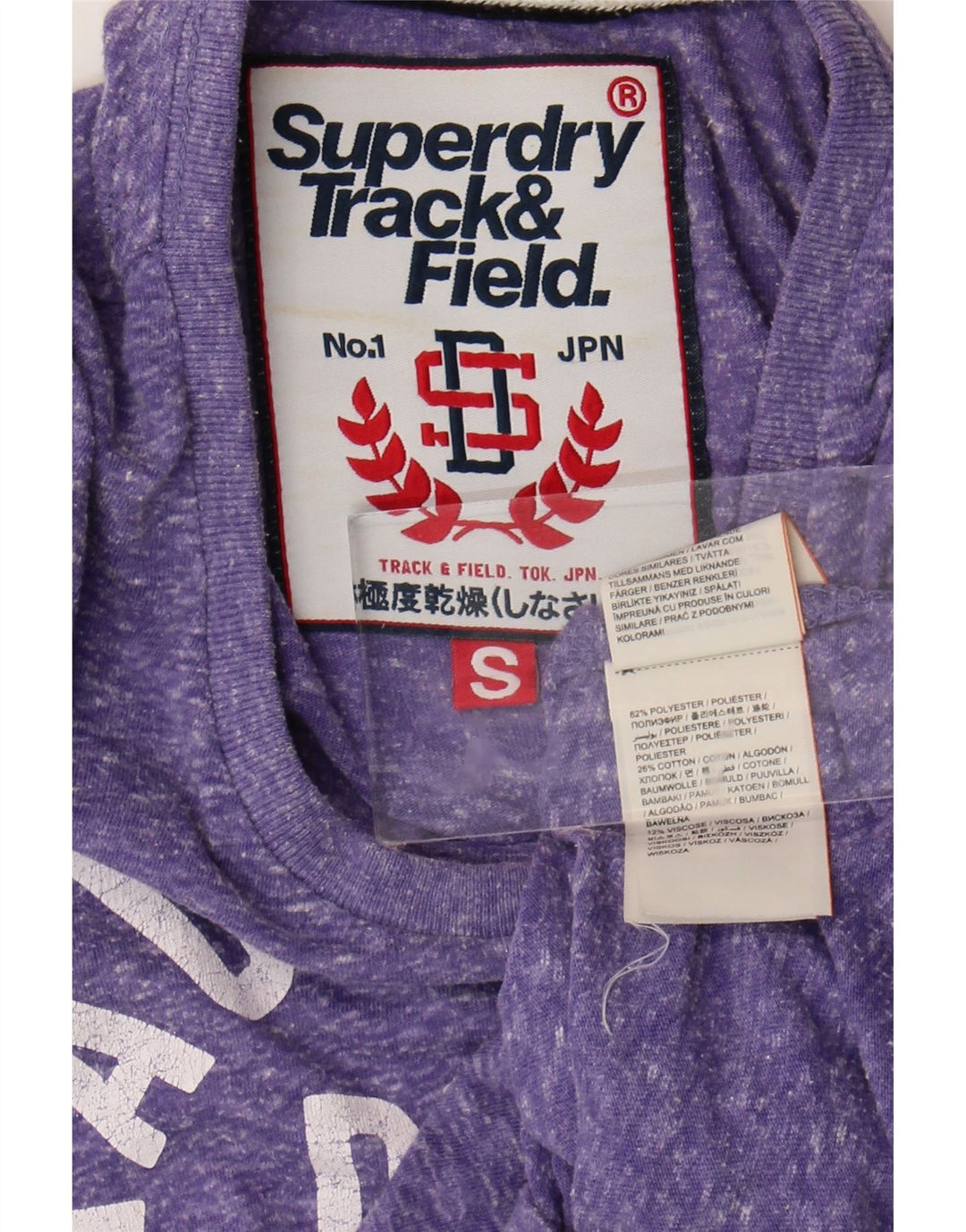 T-shirt grafica da donna Superdry Top UK 10 piccolo poliestere screziato viola