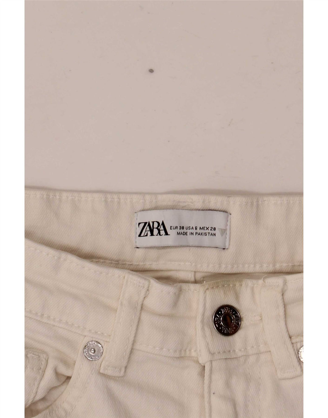 Jeans corti da donna Zara EU 38 piccoli W28 L24 bianchi