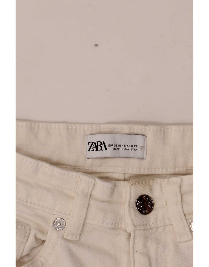 Jeans corti da donna Zara EU 38 piccoli W28 L24 bianchi