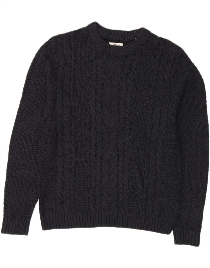 JACK & JONES Maglione maglione girocollo da uomo medio blu navy in acrilico