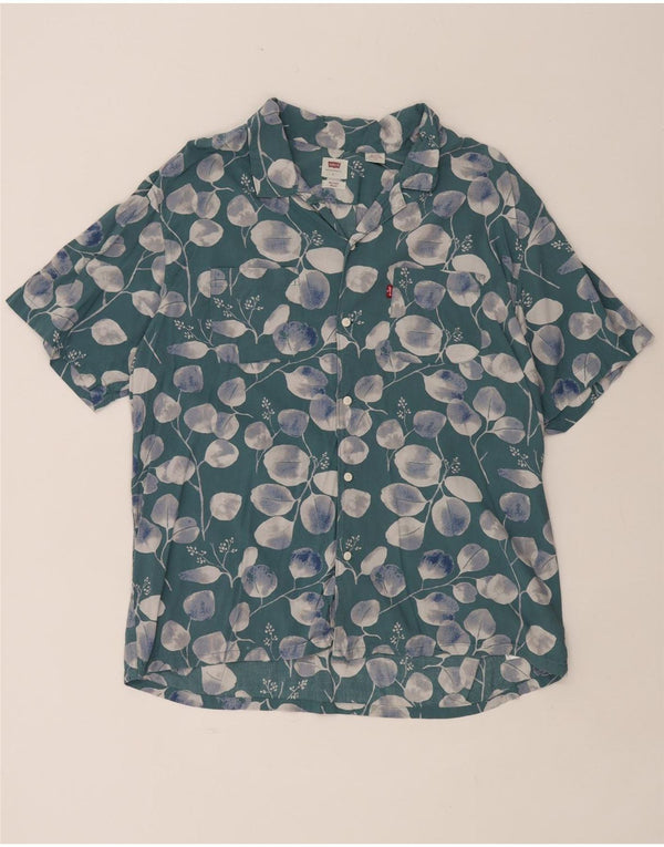 LEVI'S Camicia da uomo a maniche corte dal taglio rilassato, grande, in cotone maculato blu