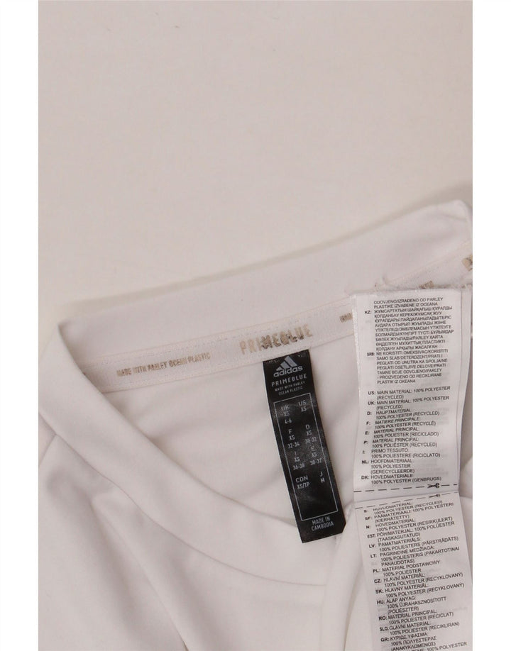 T-shirt grafica Adidas Prime da donna blu UK 4/6 XS poliestere bianco