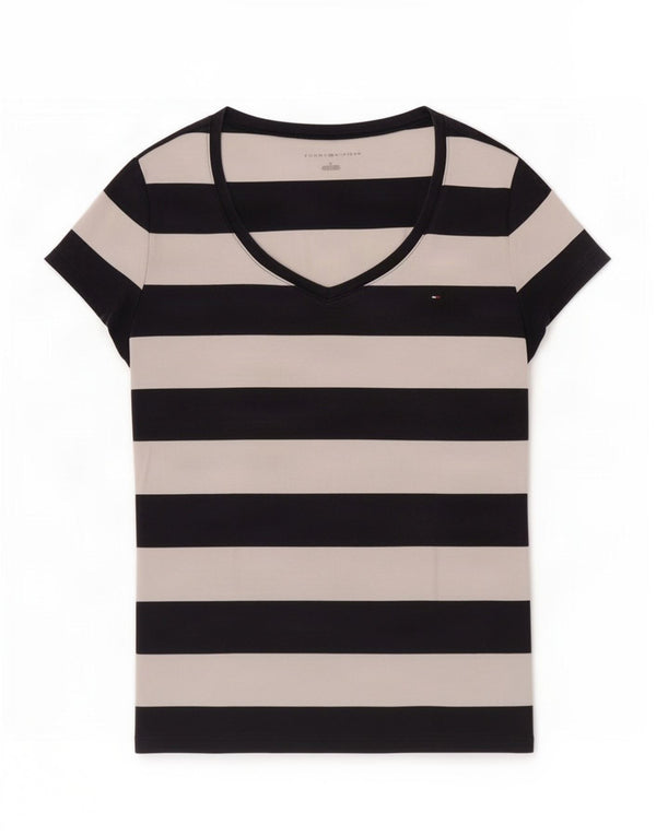 T-shirt da donna Tommy Hilfiger Top UK 12 cotone a righe blu navy medio
