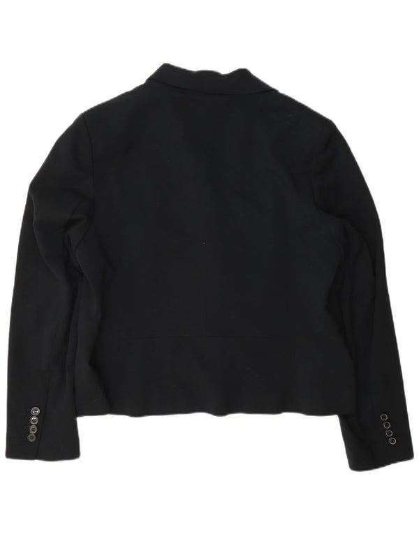 Giacca blazer a 2 bottoni corta Marks & Spencer da donna UK 16 grande nera