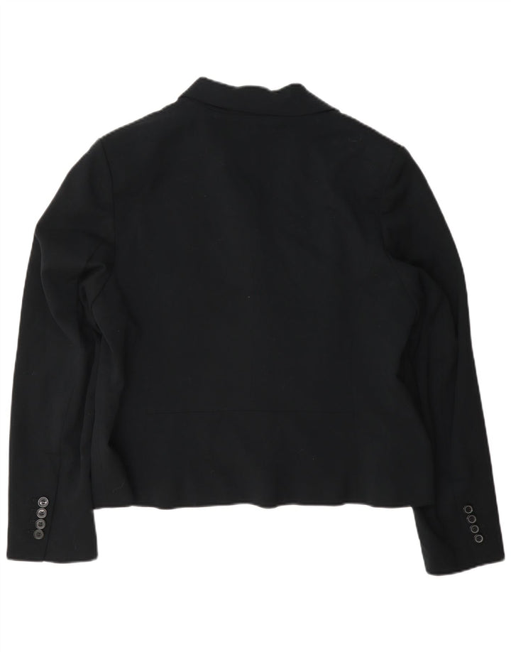 Giacca blazer a 2 bottoni corta Marks & Spencer da donna UK 16 grande nera