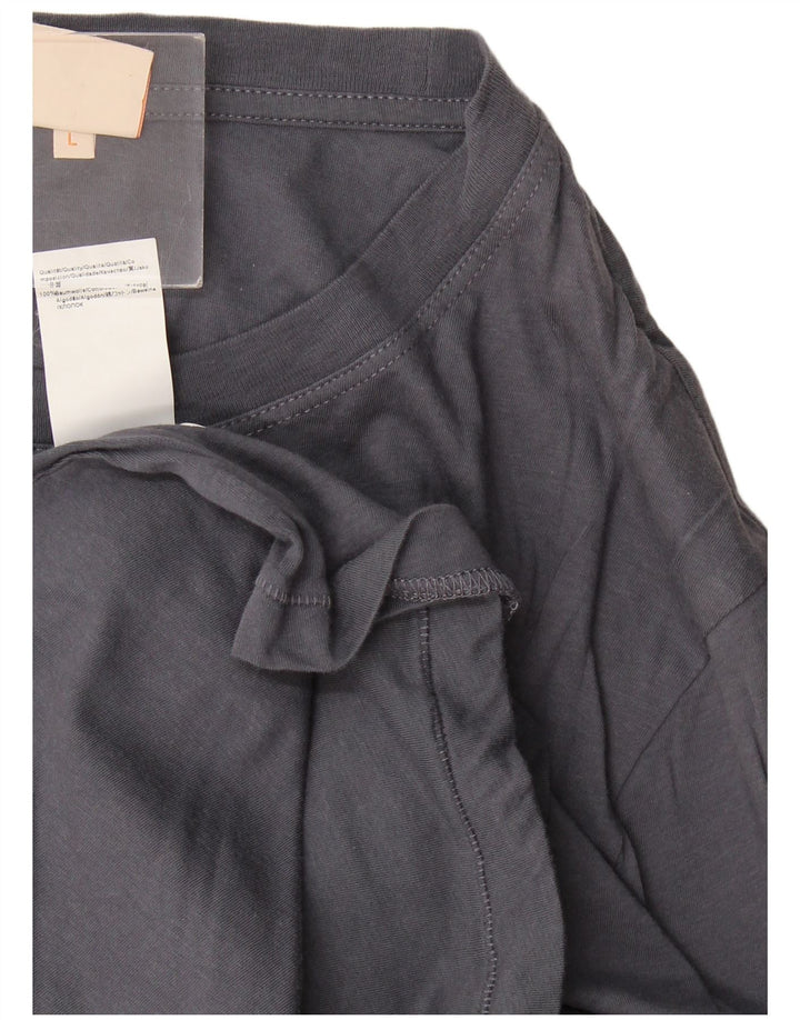 Hugo Boss Top grafico da uomo a maniche lunghe in cotone grigio grande