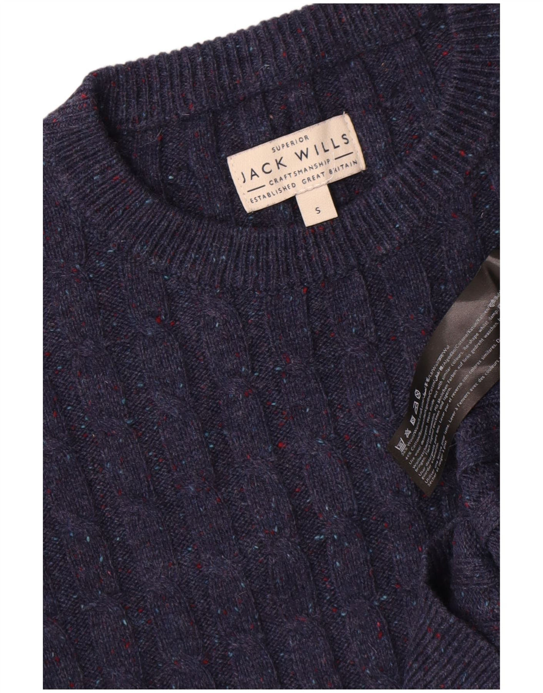 Maglione maglione girocollo da uomo Jack Wolfskin piccolo in lana screziata blu navy