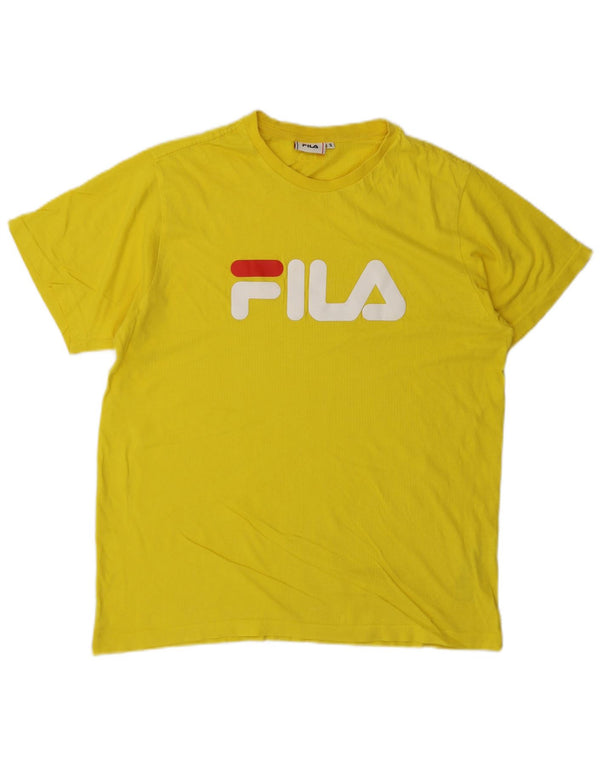 T-shirt grafica da uomo Fila Top Small in cotone giallo