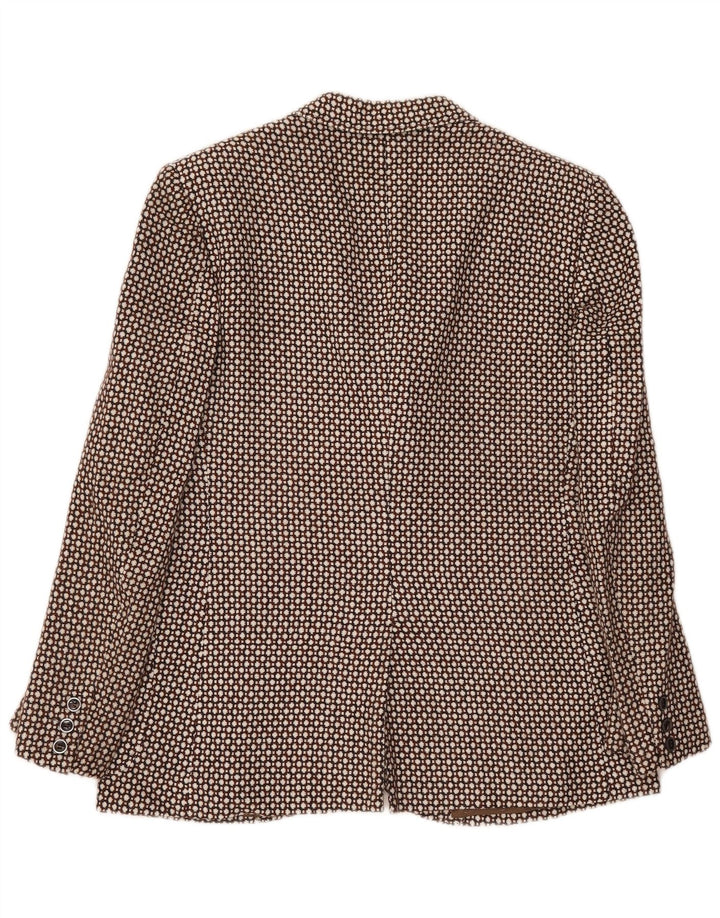 Giacca blazer vintage da uomo a 3 bottoni UK 38 Marrone medio geometrico