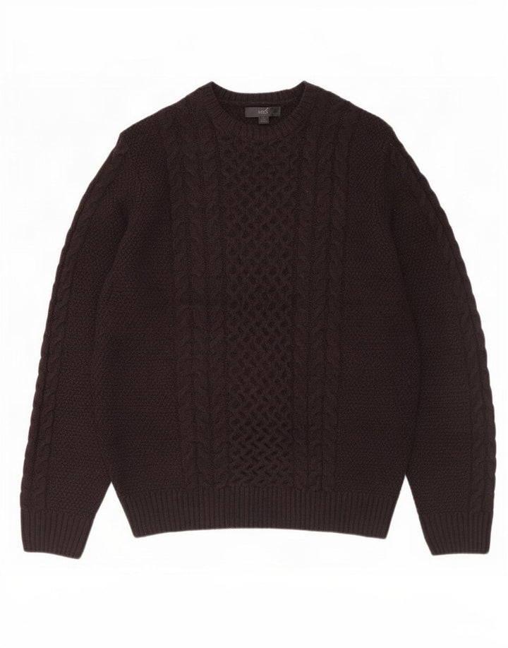 Maglione maglione girocollo da uomo Marks & Spencer XL acrilico marrone