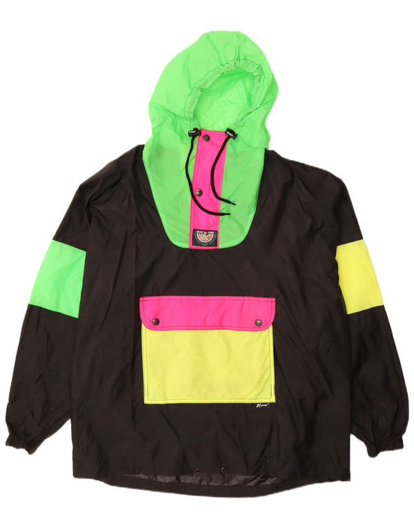 Giacca anorak da uomo con cappuccio K-WAY UK 40 Large nera in poliammide color block