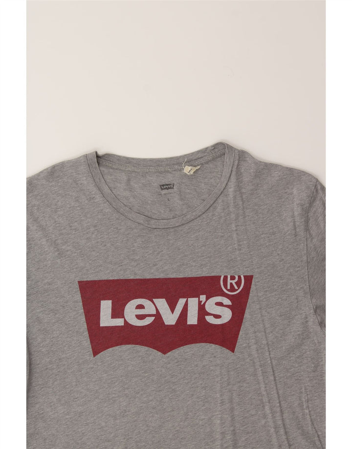 LEVI'S Womens Graphic T-Shirt Top UK 16 Large Grey Cotton Vintage Levi's and Second-Hand Levi's from Messina Hembry 