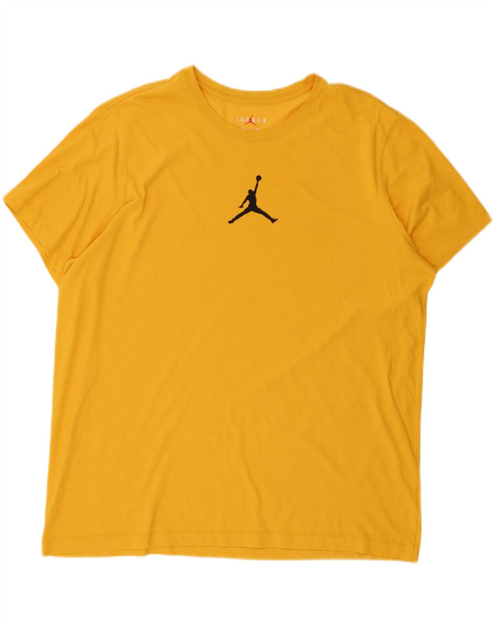 JORDAN Mens Dri Fit T-Shirt Top 2XL Yellow Vintage Jordan and Second-Hand Jordan from Messina Hembry 