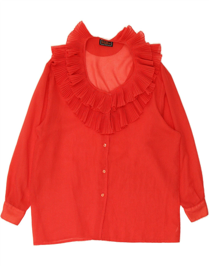 VINTAGE Womens Oversized Shirt Blouse UK 10 Small Red Polka Dot Vintage Vintage and Second-Hand Vintage from Messina Hembry 