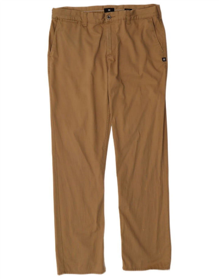 DC Mens Straight Chino Trousers W34 L31 Beige Cotton