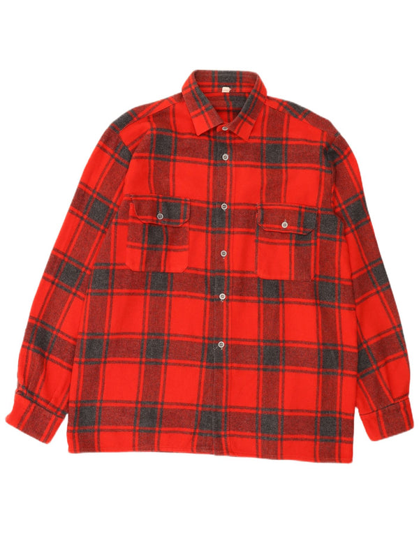 Camicia vintage da uomo in flanella taglia 44 XL in lana scozzese rossa