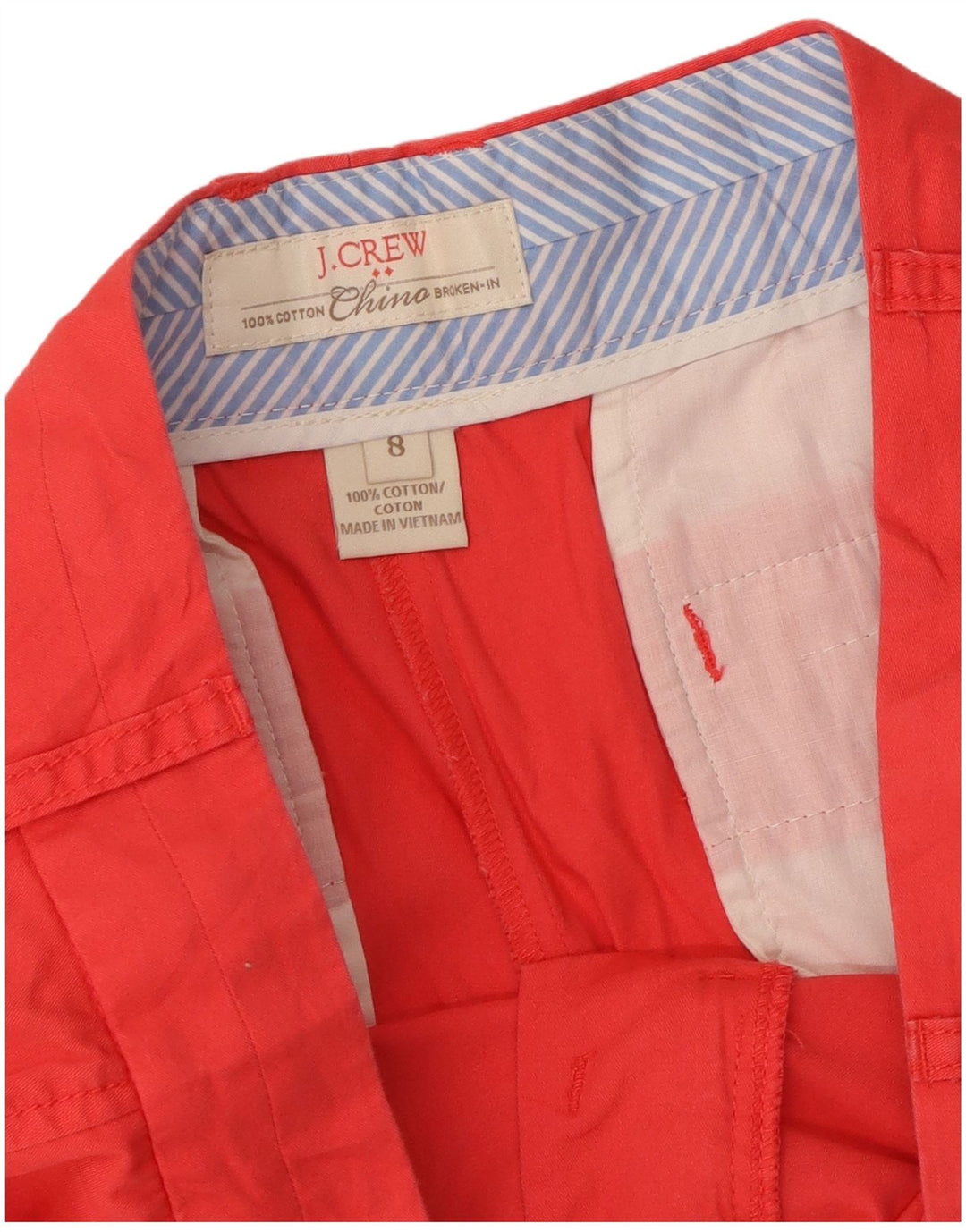 Pantaloncini chino da donna J. Crew US 8 medi W34 cotone rosso