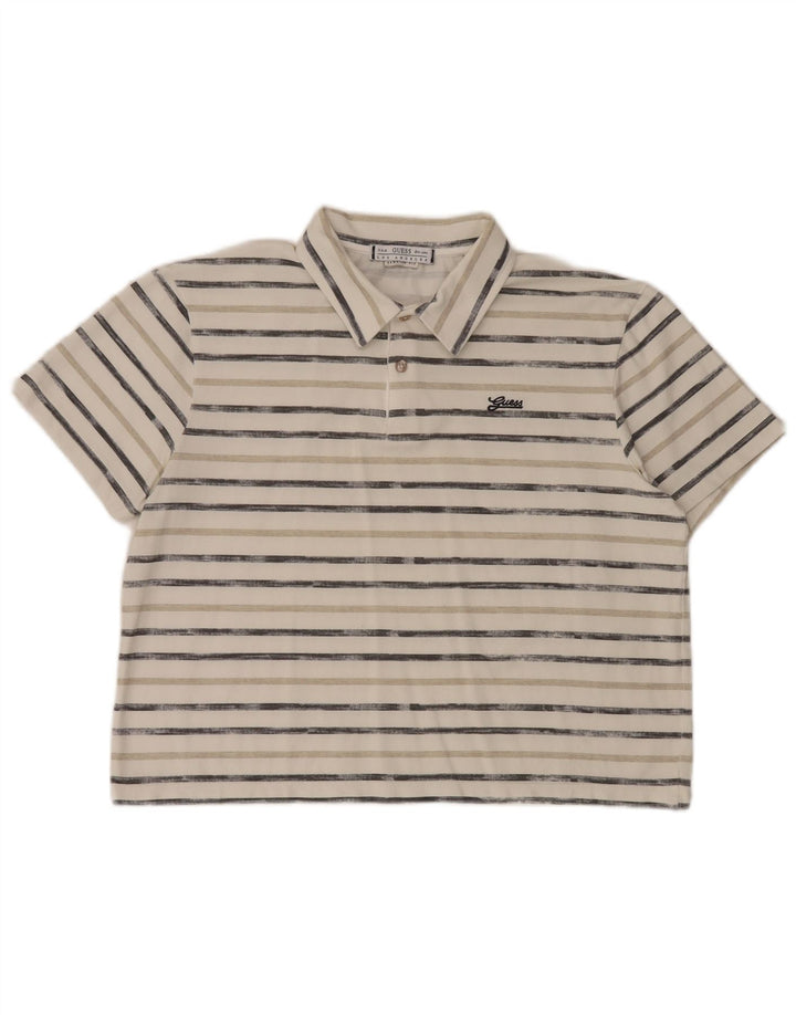 Polo da donna Guess Regular Fit UK 14 Large Off White Striped