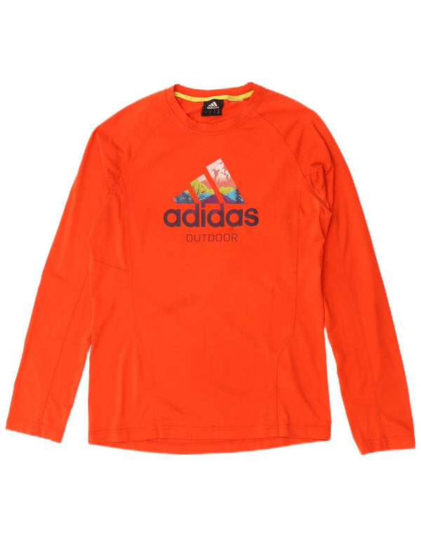 Adidas Uomo Graphic Top Manica Lunga UK 40/42 Medio Rosso Poliestere
