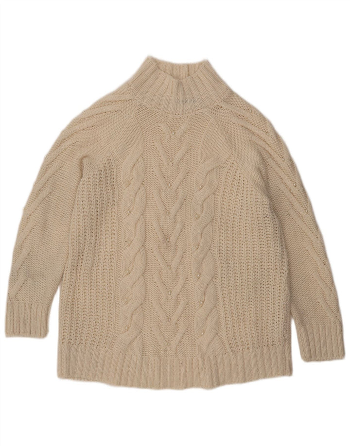 Maglione maglione a collo alto da donna Marks & Spencer UK 16 grande bianco sporco