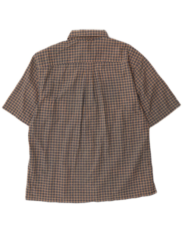Camicia a maniche corte da uomo Timberland in cotone a quadri grigio medio