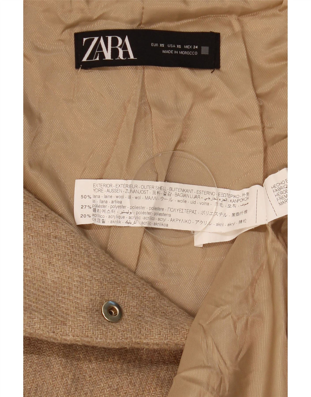 Giubbotto bomber con cappuccio da donna Zara UK 6 XS Beige Lana