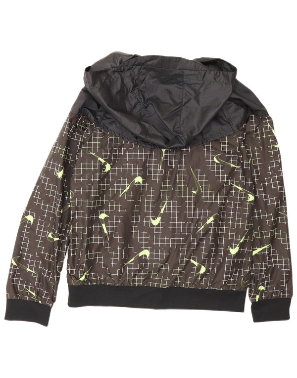 Felpa con cappuccio e zip grafica Nike da ragazzo, 12-13 anni, grande, nera geometrica
