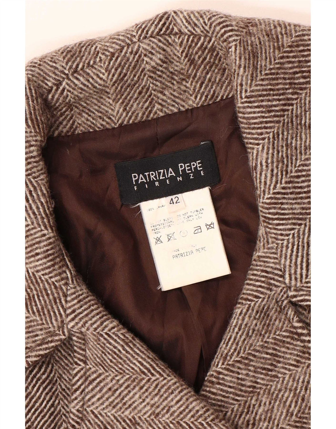 Cappotto Doppiopetto Donna Patrizia Pepe IT 42 Spinato Marrone Medio