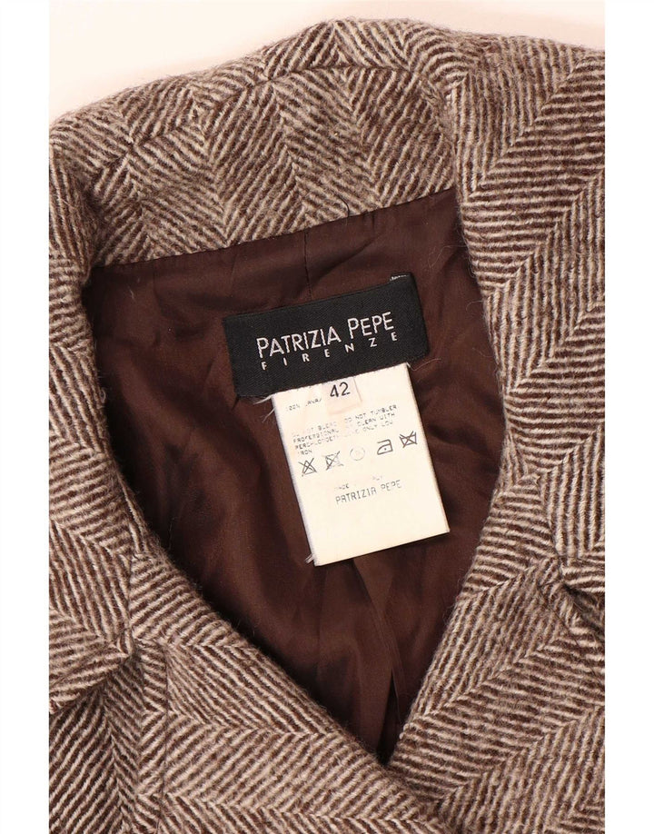 Cappotto Doppiopetto Donna Patrizia Pepe IT 42 Spinato Marrone Medio
