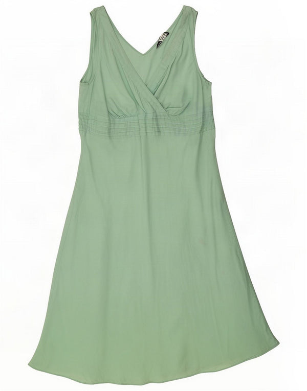 Abito a trapezio senza maniche da donna Marks & Spencer UK 14 Lino verde grande