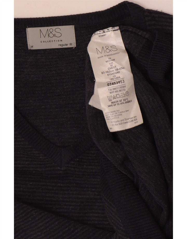 Maglione da uomo con scollo a V Marks & Spencer medio gessato blu navy