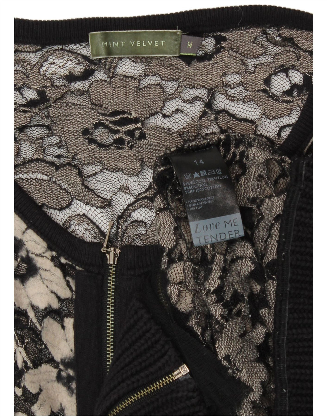 MINT VELVET Top cardigan trasparente da donna UK 14 Viscosa nera media