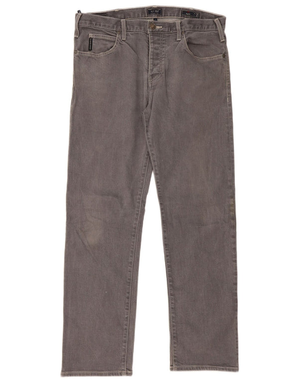 Jeans dritti regolari da donna Armani W34 L32 cotone grigio
