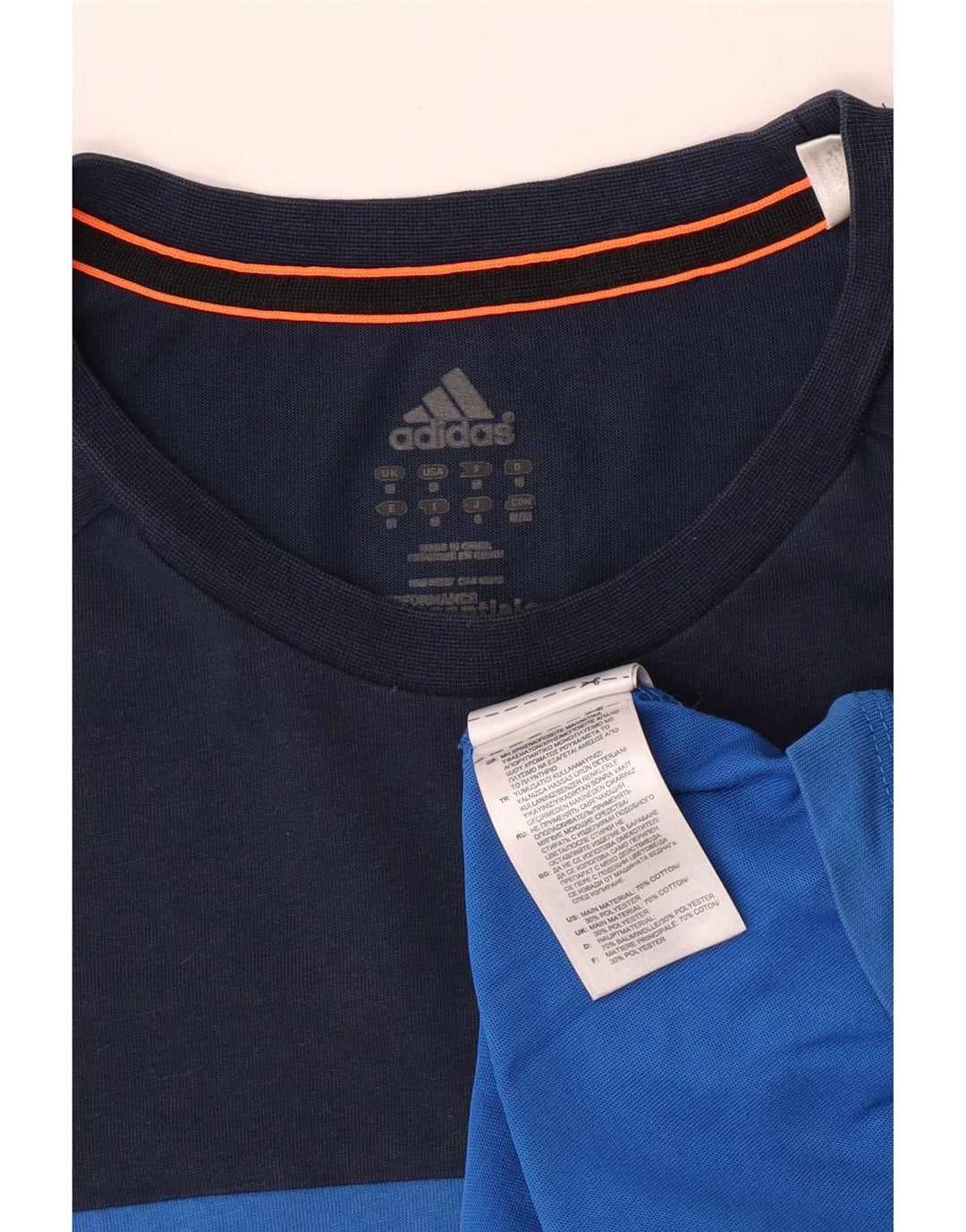 T-shirt regolare da uomo a maniche corte Adidas Top in cotone color block blu medio
