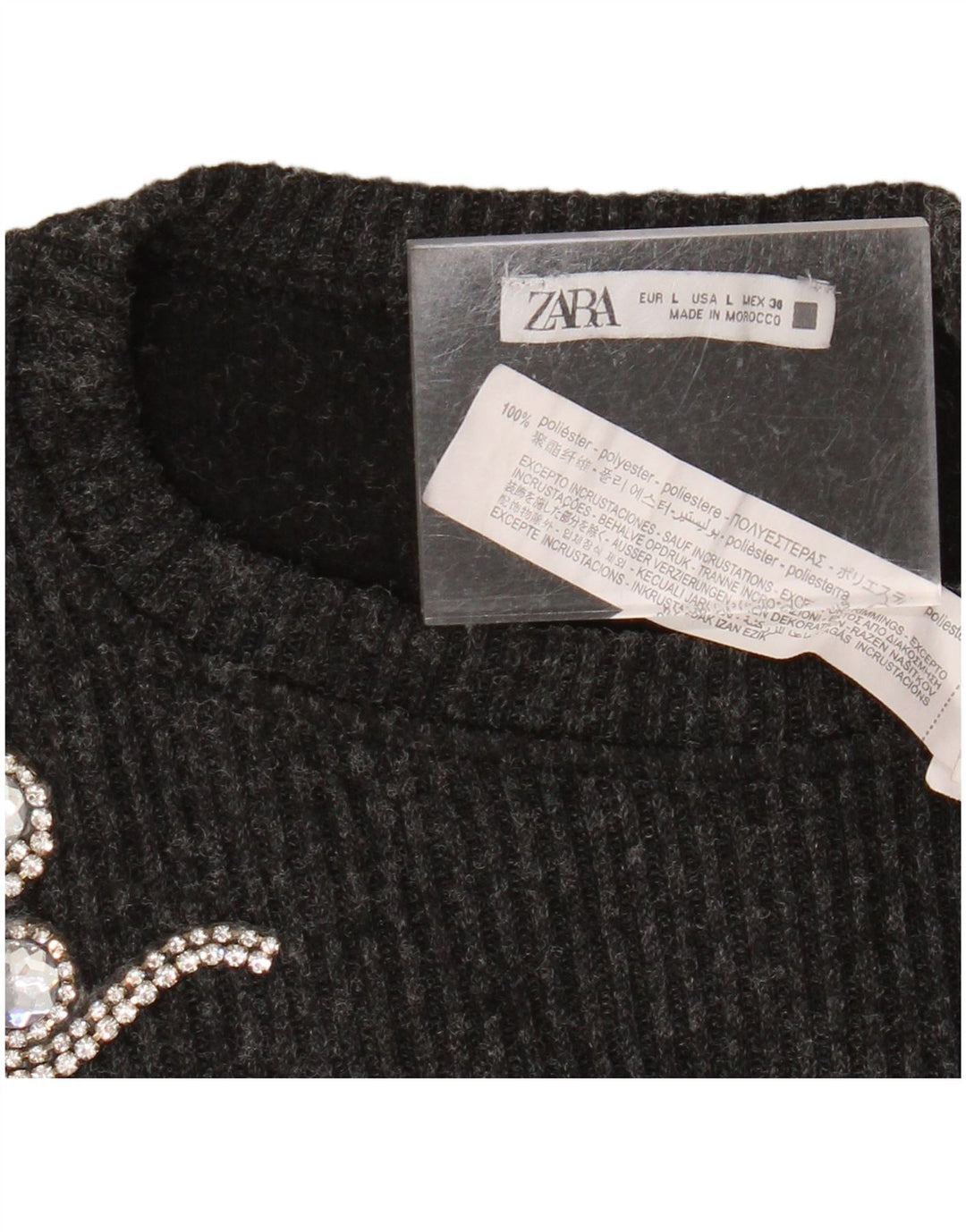 Maglione corto girocollo oversize da donna Zara UK 16 grande grigio