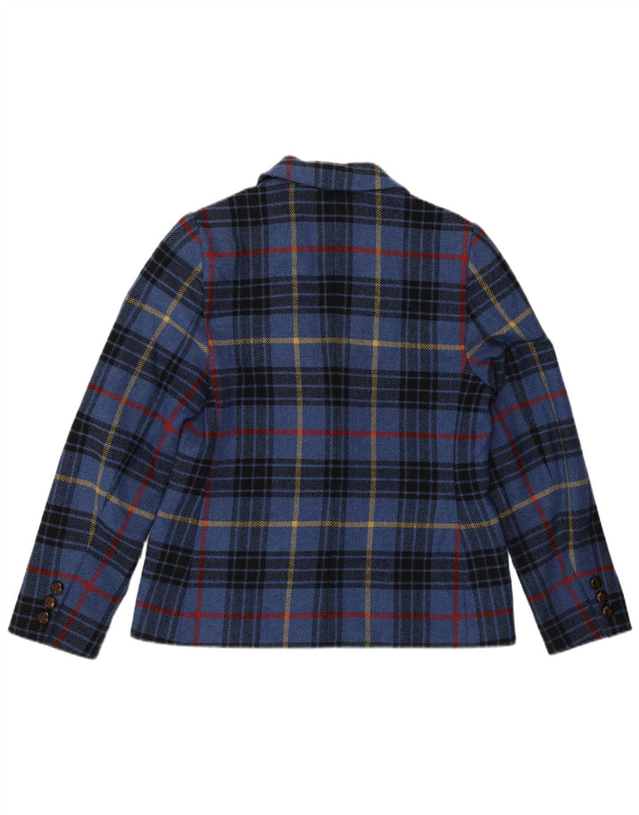 Giacca blazer a 2 bottoni da donna Les Copains IT 44 lana a quadri blu medio