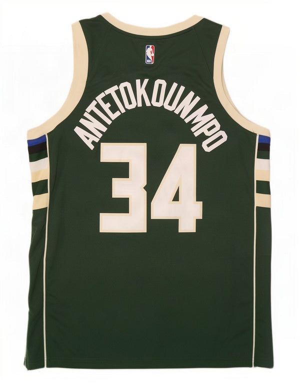 Canotta grafica Nike Milwaukee 34 da uomo, grande, in poliestere color block verde