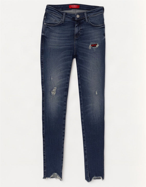 Jeans skinny effetto consumato da donna Guess W24 L30 cotone blu