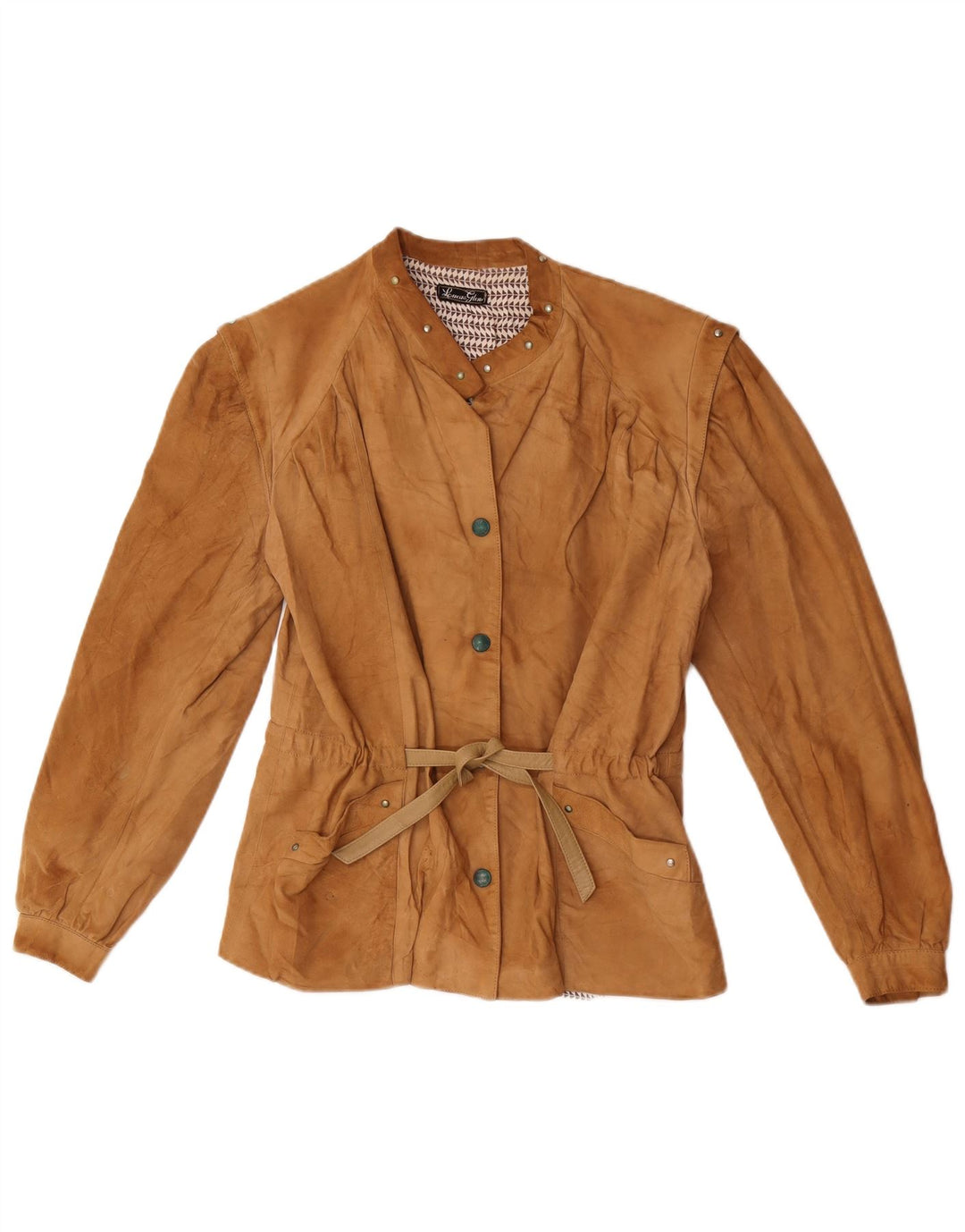 Bomber vintage da donna in pelle scamosciata IT 42 in pelle beige medio