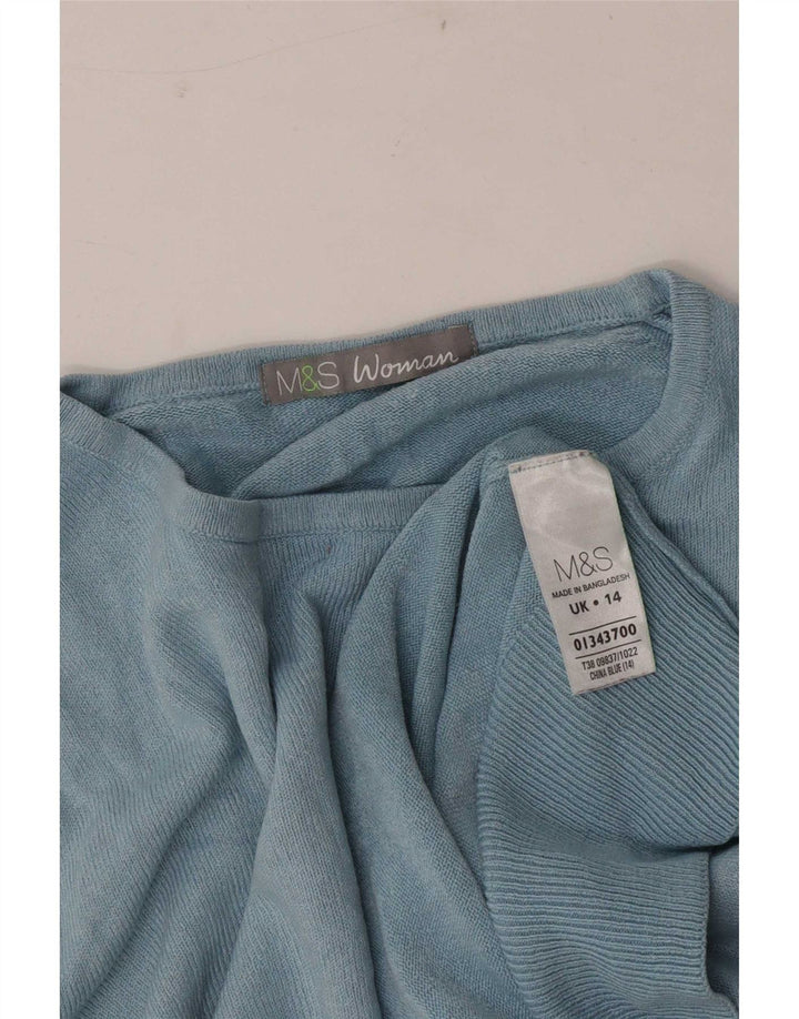Maglione maglione girocollo da donna Marks & Spencer UK 14 grande acrilico blu