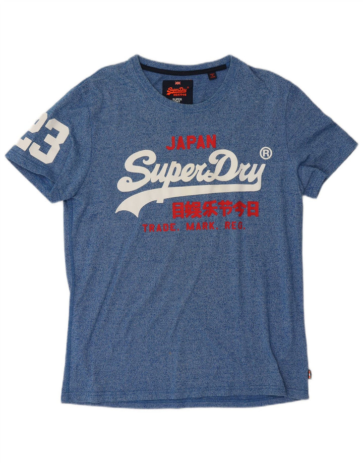 T-shirt grafica da uomo Superdry Top XL in cotone chiazzato blu