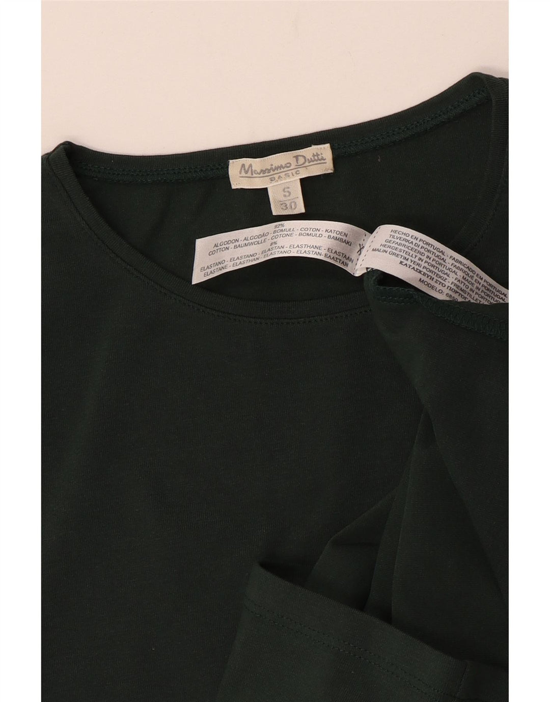 MASSIMO DUTTI T-shirt da donna Top UK 10 piccolo cotone verde
