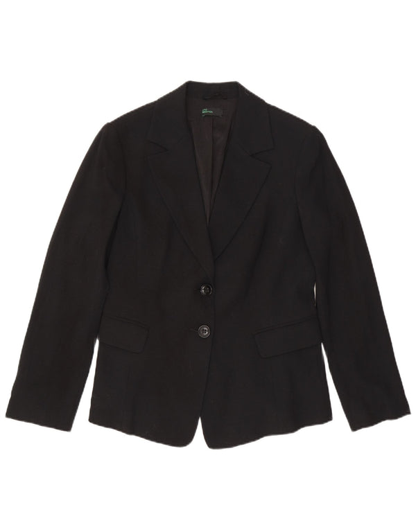 Giacca Blazer a 2 Bottoni da Donna Benetton IT 46 Large Nera in Viscosa
