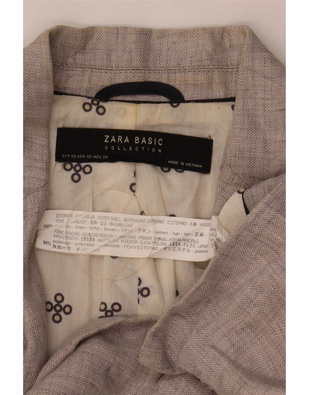 Giacca blazer a 1 bottone da donna Zara UK 6 XS lino grigio