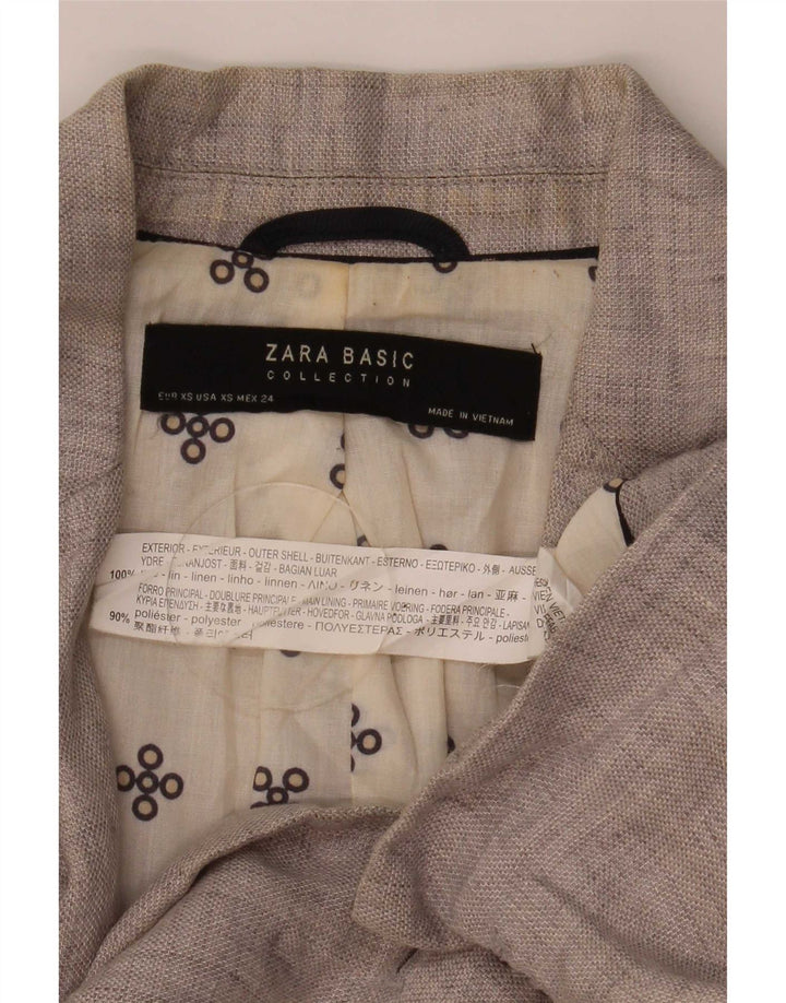 Giacca blazer a 1 bottone da donna Zara UK 6 XS lino grigio