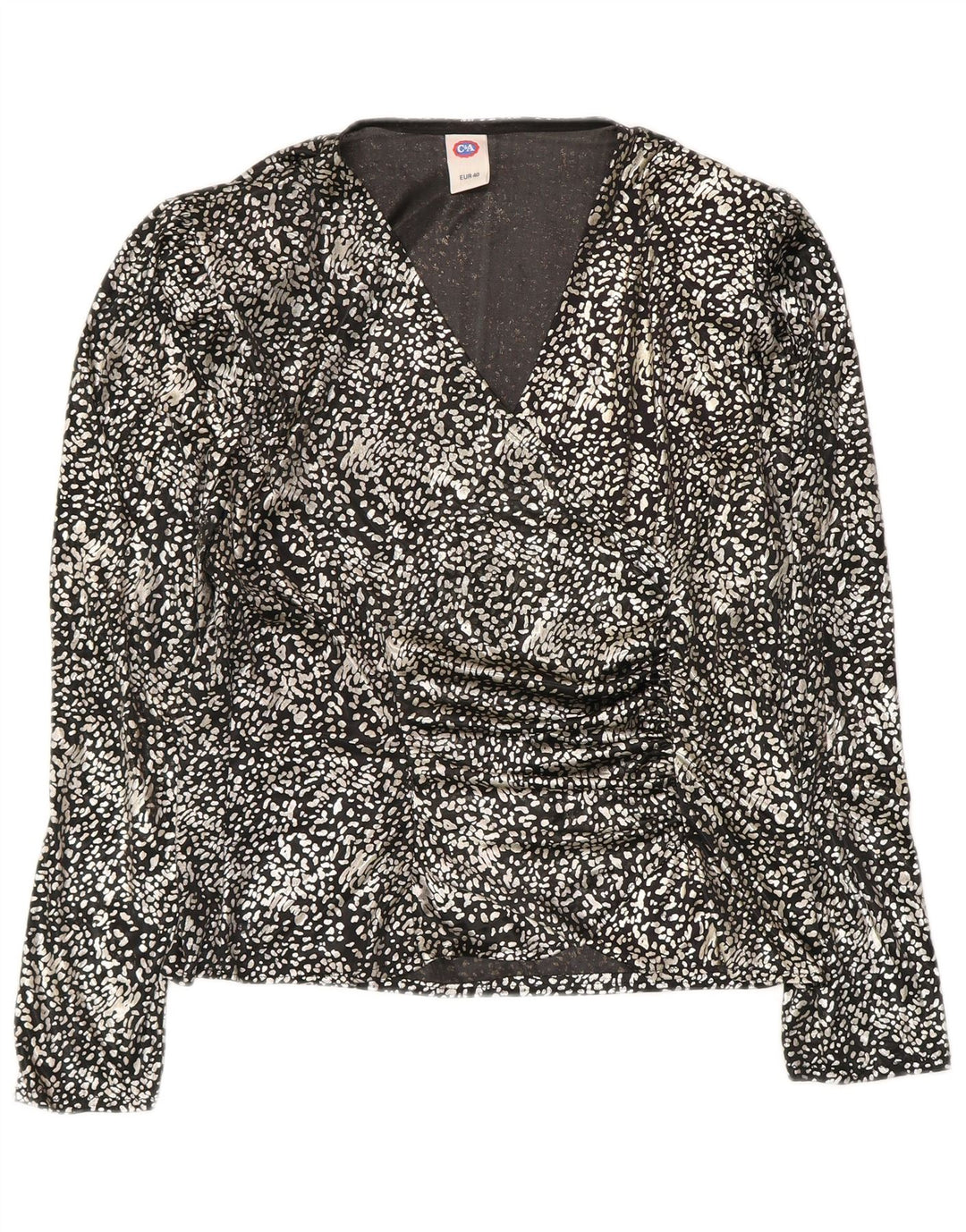 C&A Camicetta a maniche lunghe da donna Top EU 40 Media Nero Stampa animalier