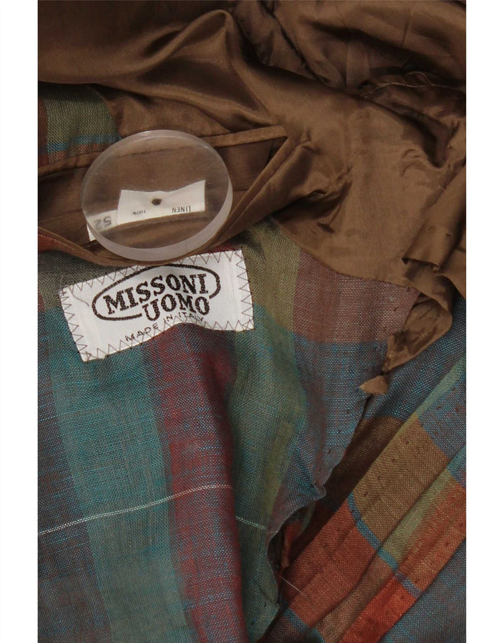 Missoni Giacca Blazer da Uomo a 1 Bottone IT 52 XL Lino a quadri multicolore