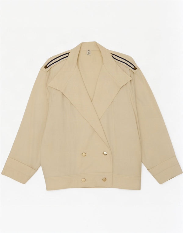 Giacca blazer doppiopetto vintage da donna IT 42 media lana bianco sporco