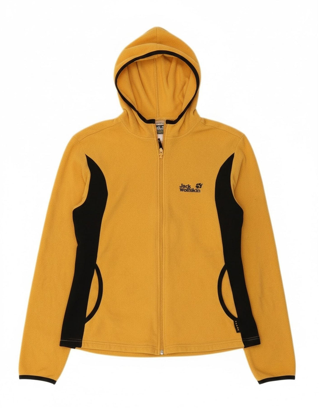 JACK WOLFSKIN Womens Fleece Jacket UK 14/16 Large Yellow Colourblock